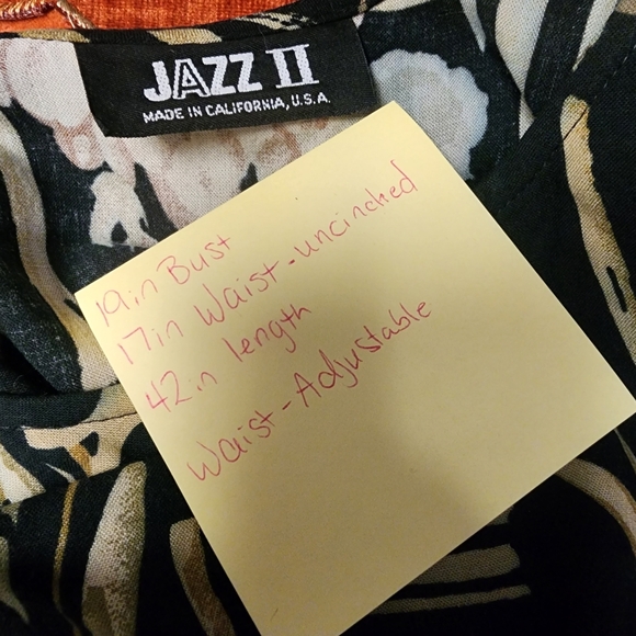 Vintage Jazz II Floral Midi Dress Green Bamboo Print 90s Y2K Short Sleeve Sz M - Picture 4 of 9